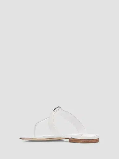 Manolo Blahnik Women's Mionasan Leather T-Bar Sandals - White - Size 6 | Thumbnail 4