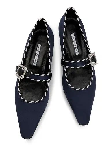Manolo Blahnik Women's Zaera Satin Pumps - Navy - Size 6.5 | Thumbnail 4 Manolo Blahnik Women's Zaera Satin Pumps - Navy - Size 6.5 | Thumbnail 4