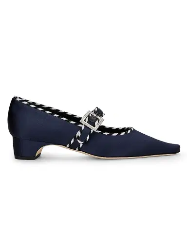Manolo Blahnik Women's Zaera Satin Pumps - Navy - Size 6.5 | Thumbnail 1 Manolo Blahnik Women's Zaera Satin Pumps - Navy - Size 6.5 | Thumbnail 1
