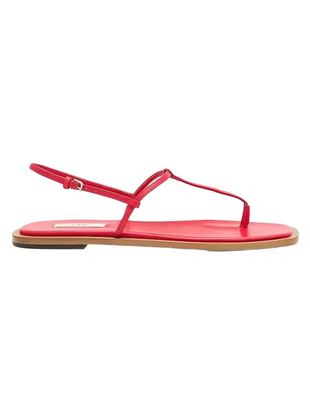 Toteme Women's Leather T-Strap Slingback Sandals - Red Desert
