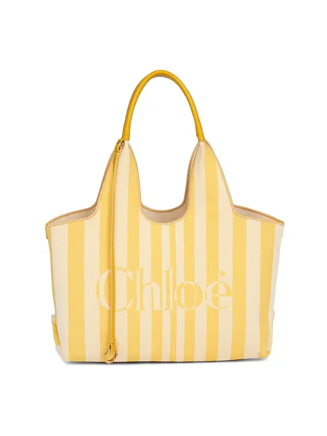 Women's  Stripy  Jacquard Tote Bag - Radiant Yellow