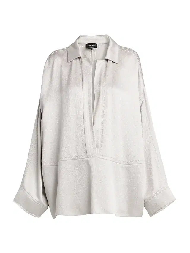 Giorgio Armani Women's Textured Tunic Shirt - Antarctica