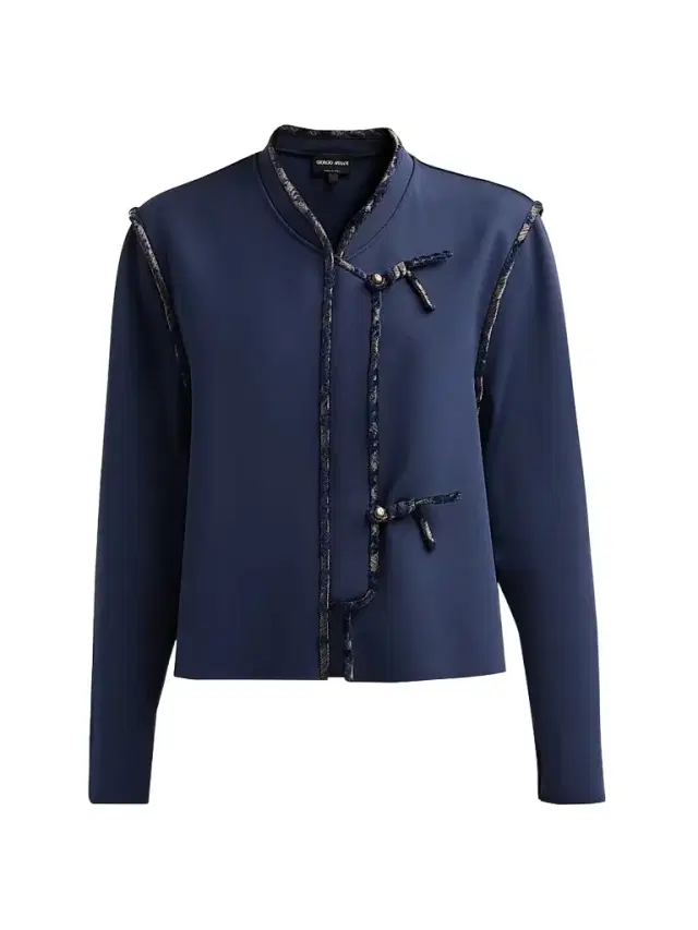 Women's Brocade-Trim Stretch-Nylon Jacket - Maritime Blue