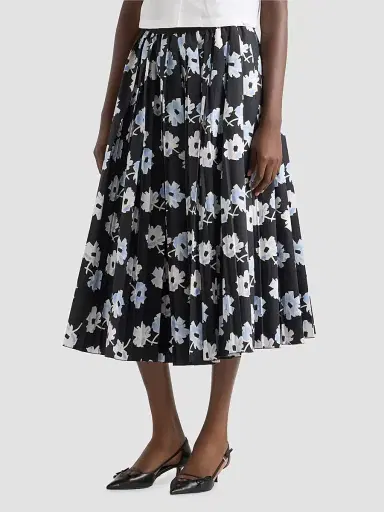 Prada Women's Pleated Poplin Skirt - Black - Size 4 | Thumbnail 2