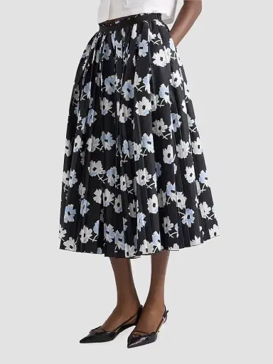 Prada Women's Pleated Poplin Skirt - Black - Size 4 | Thumbnail 3