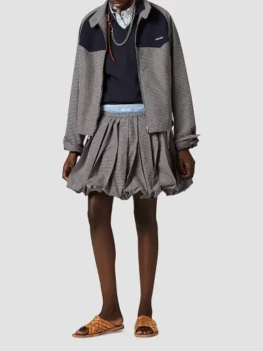 Miu Miu Women's Pleated Gingham Check Skirt - Grey - Size 0 | Thumbnail 2