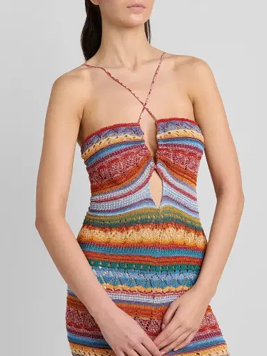 Etro Women's Striped Pointelle Knit Midi Dress - Size 12 | Thumbnail 5 Etro Women's Striped Pointelle Knit Midi Dress - Size 12 | Thumbnail 5
