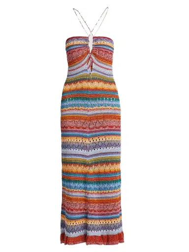 Etro Women's Striped Pointelle Knit Midi Dress - Size 12 | Thumbnail 1 Etro Women's Striped Pointelle Knit Midi Dress - Size 12 | Thumbnail 1