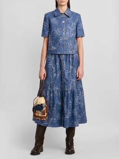 Etro Women's Paisley Denim Shirt - Blue - Size 10 | Thumbnail 2