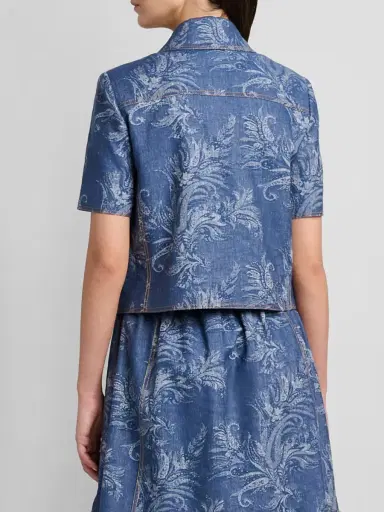 Etro Women's Paisley Denim Shirt - Blue - Size 10 | Thumbnail 3