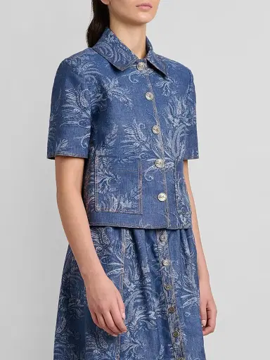 Etro Women's Paisley Denim Shirt - Blue - Size 10 | Thumbnail 4