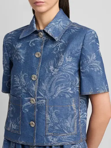 Etro Women's Paisley Denim Shirt - Blue - Size 10 | Thumbnail 5