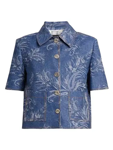 Etro Women's Paisley Denim Shirt - Blue - Size 10 | Thumbnail 1