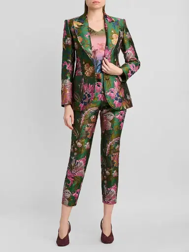 Etro Women's Floral Jacquard Fitted Blazer - Multicolor Green Base - Size 10 | Thumbnail 2 Etro Women's Floral Jacquard Fitted Blazer - Multicolor Green Base - Size 10 | Thumbnail 2