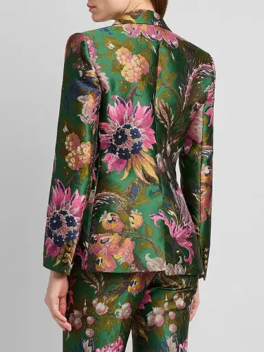 Etro Women's Floral Jacquard Fitted Blazer - Multicolor Green Base - Size 10 | Thumbnail 3 Etro Women's Floral Jacquard Fitted Blazer - Multicolor Green Base - Size 10 | Thumbnail 3