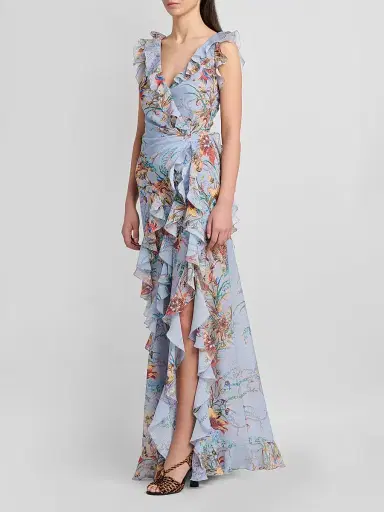 Etro Women's Printed Ruffle-Trimmed Maxi Dress - Printed Blue - Size 14 | Thumbnail 2 Etro Women's Printed Ruffle-Trimmed Maxi Dress - Printed Blue - Size 14 | Thumbnail 2