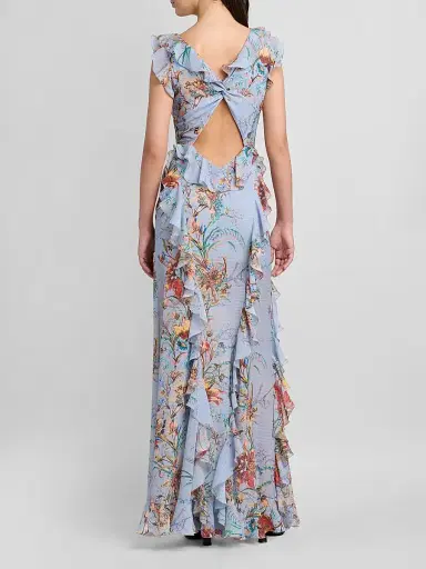 Etro Women's Printed Ruffle-Trimmed Maxi Dress - Printed Blue - Size 14 | Thumbnail 3 Etro Women's Printed Ruffle-Trimmed Maxi Dress - Printed Blue - Size 14 | Thumbnail 3