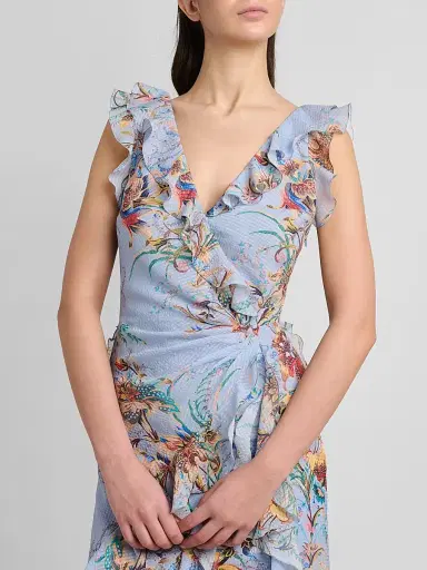 Etro Women's Printed Ruffle-Trimmed Maxi Dress - Printed Blue - Size 14 | Thumbnail 5 Etro Women's Printed Ruffle-Trimmed Maxi Dress - Printed Blue - Size 14 | Thumbnail 5