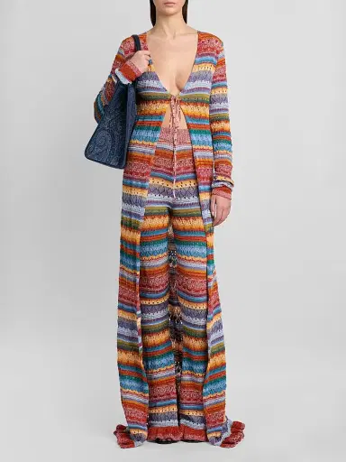 Etro Women's Striped Pointelle Knit Trousers | Thumbnail 2