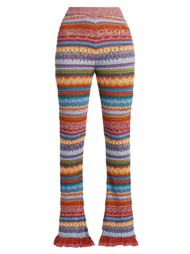 Etro Women's Striped Pointelle Knit Trousers | Thumbnail 1