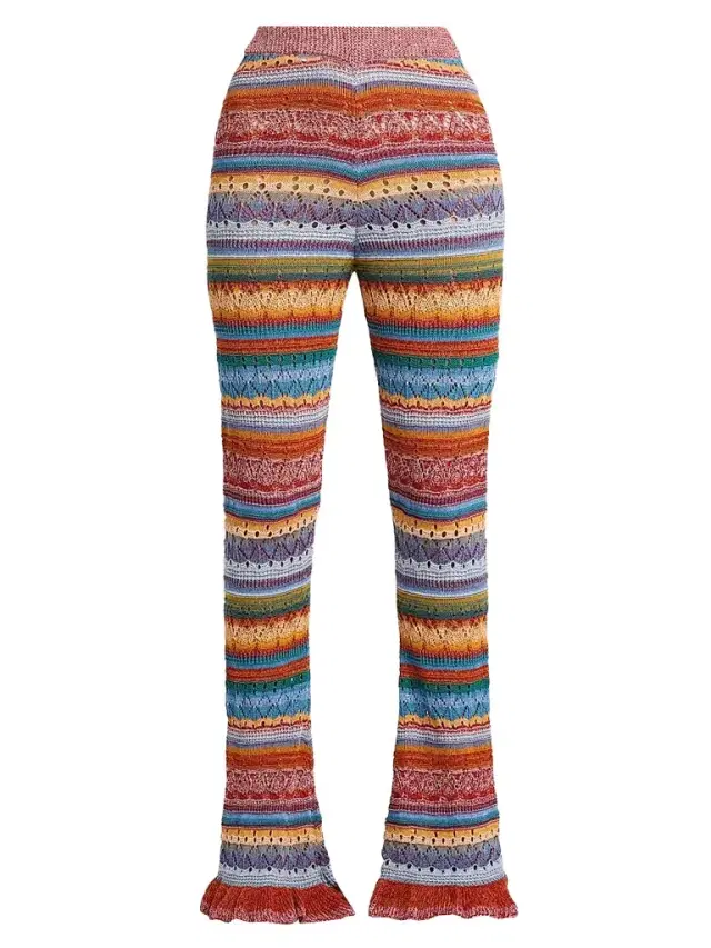 Women's Striped Pointelle Knit Trousers