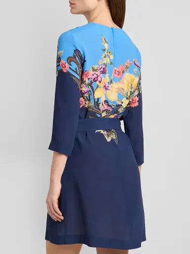 Etro Women's Floral Print Mini Dress - Printed Blue - Size 12 | Thumbnail 3