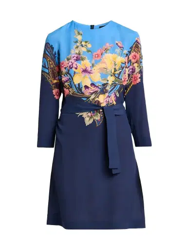 Etro Women's Floral Print Mini Dress - Printed Blue - Size 12 | Thumbnail 1