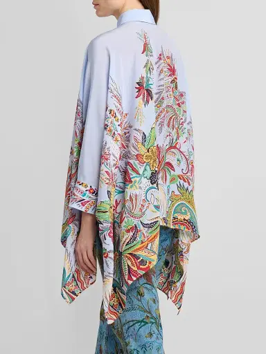 Etro Women's Paisley Handkerchief Hem Silk Shirt - Printed Blue Base - Size 12 | Thumbnail 3 Etro Women's Paisley Handkerchief Hem Silk Shirt - Printed Blue Base - Size 12 | Thumbnail 3