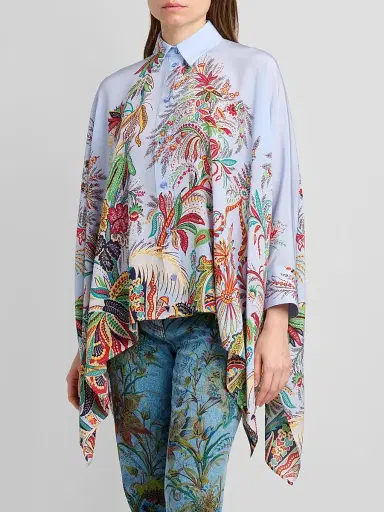 Etro Women's Paisley Handkerchief Hem Silk Shirt - Printed Blue Base - Size 12 | Thumbnail 4 Etro Women's Paisley Handkerchief Hem Silk Shirt - Printed Blue Base - Size 12 | Thumbnail 4