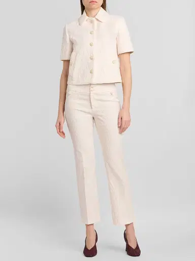 Etro Women's Jaquard Cigarette Trousers - Light Creamy White - Size 14 | Thumbnail 2