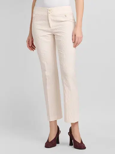 Etro Women's Jaquard Cigarette Trousers - Light Creamy White - Size 14 | Thumbnail 4