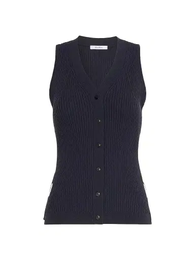 Max Mara Women's Cotton and Viscose Yarn Gilet - Ultramarine | Thumbnail 1