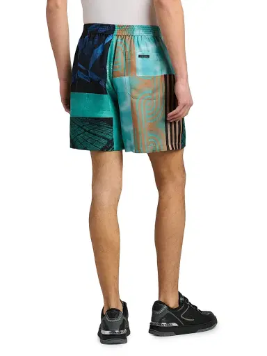 Versace Men's Floating Printed Silk Twill Shorts | Thumbnail 5