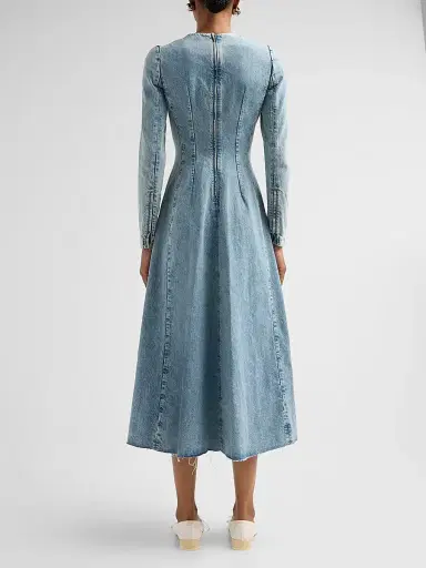 Maison Margiela Women's Denim Long-Sleeve A-Line Midi Dress - Iceblue | Thumbnail 3 Maison Margiela Women's Denim Long-Sleeve A-Line Midi Dress - Iceblue | Thumbnail 3