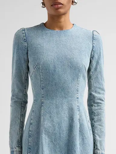 Maison Margiela Women's Denim Long-Sleeve A-Line Midi Dress - Iceblue | Thumbnail 5 Maison Margiela Women's Denim Long-Sleeve A-Line Midi Dress - Iceblue | Thumbnail 5