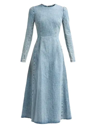 Maison Margiela Women's Denim Long-Sleeve A-Line Midi Dress - Iceblue | Thumbnail 1 Maison Margiela Women's Denim Long-Sleeve A-Line Midi Dress - Iceblue | Thumbnail 1