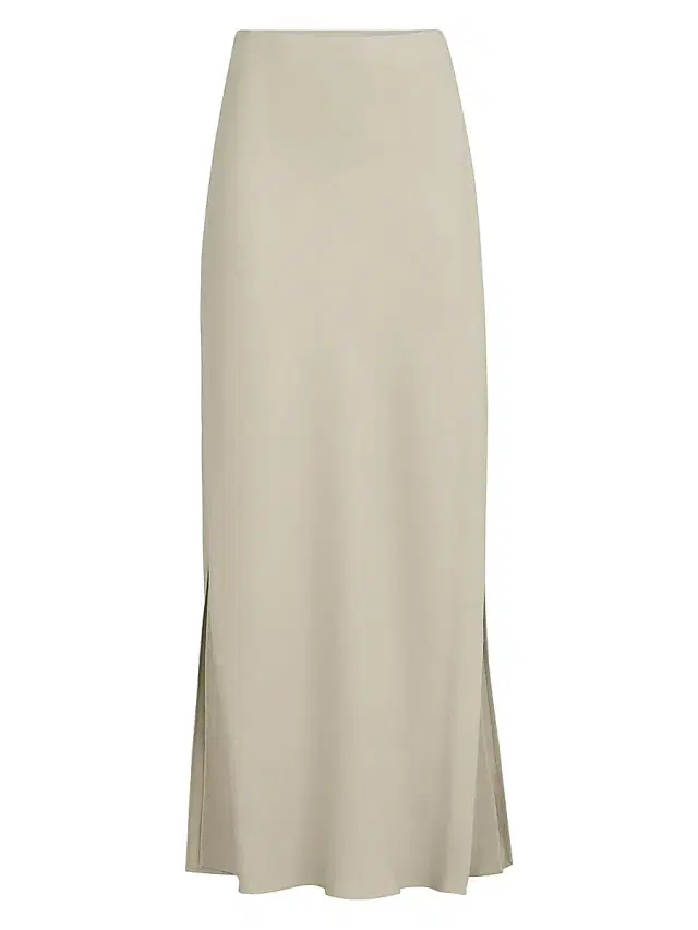 Brunello Cucinelli Women's Viscose and Linen Twill Fluid Bias Cut Skirt - Buff