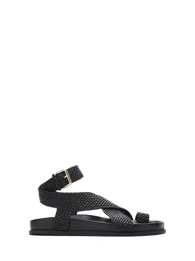 A Emery Women's Jalen Woven Leather Sandals - Black Woven - Size 11 | Thumbnail 1