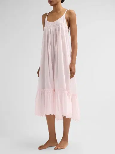 Papinelle Women's Millie Eyelet-Embroidered Cotton Shift Nightie - Pink Rose | Thumbnail 4