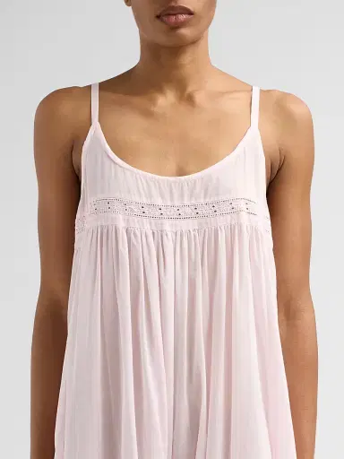 Papinelle Women's Millie Eyelet-Embroidered Cotton Shift Nightie - Pink Rose | Thumbnail 5