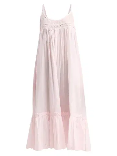Papinelle Women's Millie Eyelet-Embroidered Cotton Shift Nightie - Pink Rose | Thumbnail 1