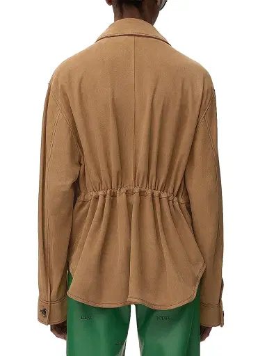 Loewe Women's Workwear High-Low Suede Jacket - Tan - Size 8 | Thumbnail 4