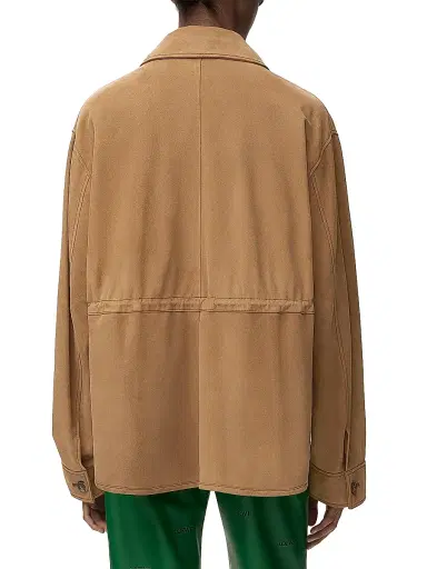 Loewe Women's Workwear High-Low Suede Jacket - Tan - Size 8 | Thumbnail 5