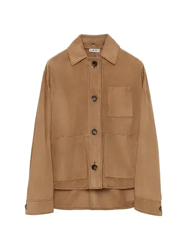 Loewe Women's Workwear High-Low Suede Jacket - Tan - Size 8 | Thumbnail 1