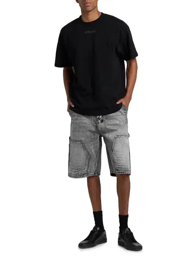 Ksubi Men's Maxx Operator Konkrete Crystal Carpenter Shorts - Charcoal - Size 38 | Thumbnail 2