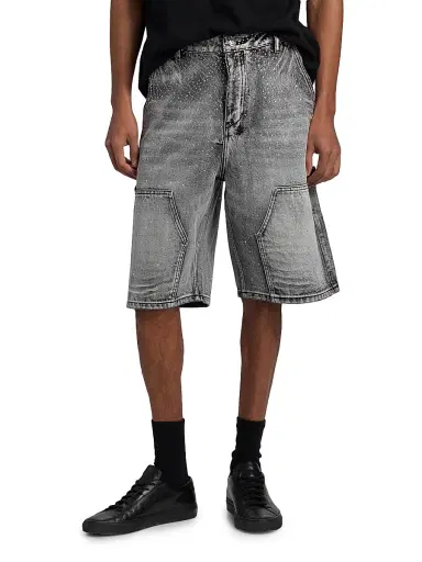 Ksubi Men's Maxx Operator Konkrete Crystal Carpenter Shorts - Charcoal - Size 38 | Thumbnail 3