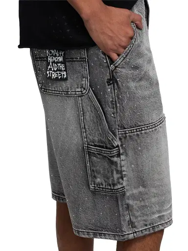 Ksubi Men's Maxx Operator Konkrete Crystal Carpenter Shorts - Charcoal - Size 38 | Thumbnail 6