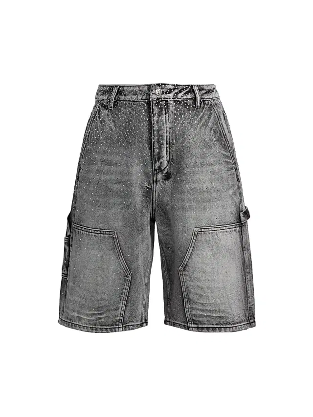 Ksubi Men's Maxx Operator Konkrete Crystal Carpenter Shorts - Charcoal