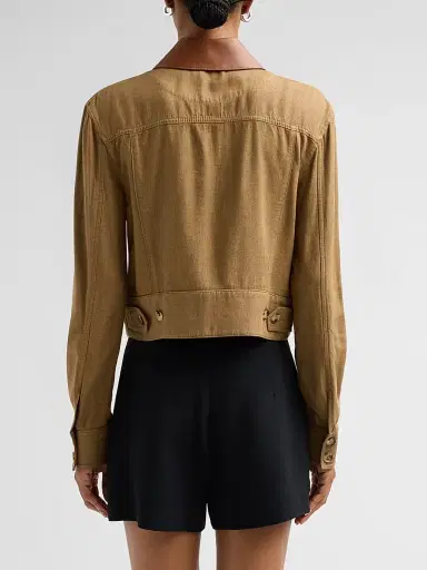 Simkhai Women's Derby Linen Cropped Utility Jacket - Tan - Size XS | Thumbnail 3 Simkhai Women's Derby Linen Cropped Utility Jacket - Tan - Size XS | Thumbnail 3
