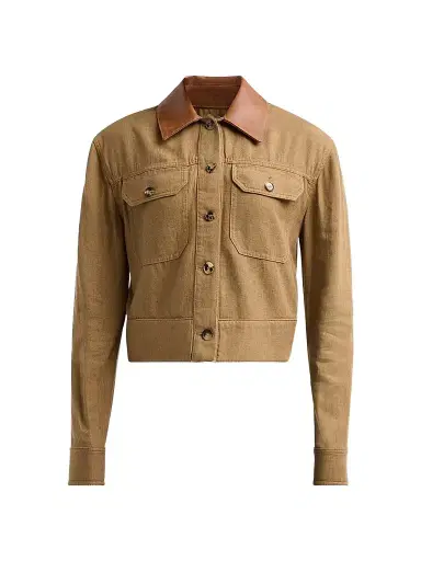 Simkhai Women's Derby Linen Cropped Utility Jacket - Tan - Size XS | Thumbnail 1 Simkhai Women's Derby Linen Cropped Utility Jacket - Tan - Size XS | Thumbnail 1